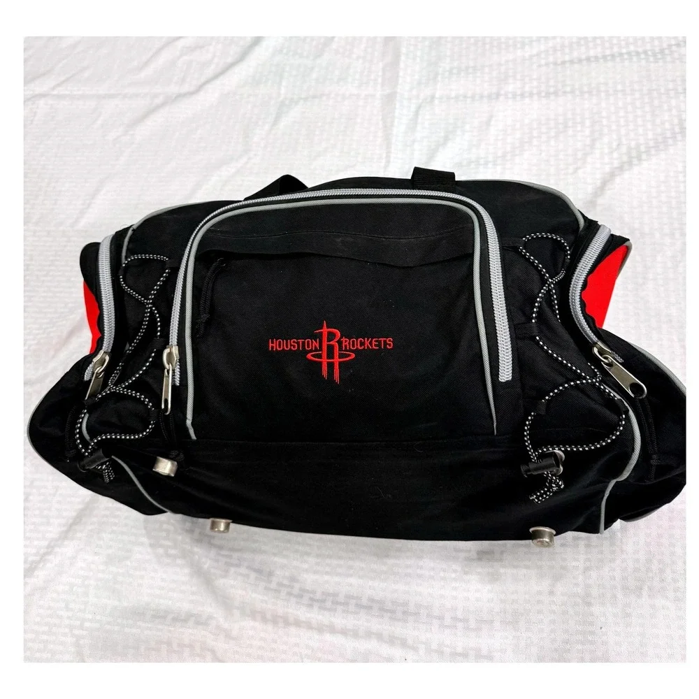 Houston Rockets NBA Duffel Bag Red Black Gym Travel Shoulder Strap Basketball
